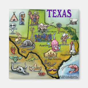Imã Mapa dos desenhos animados de TEXAS