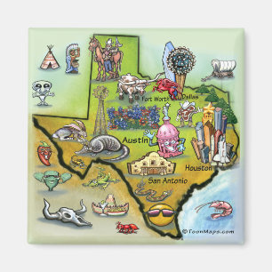 Imã Mapa dos desenhos animados de Texas