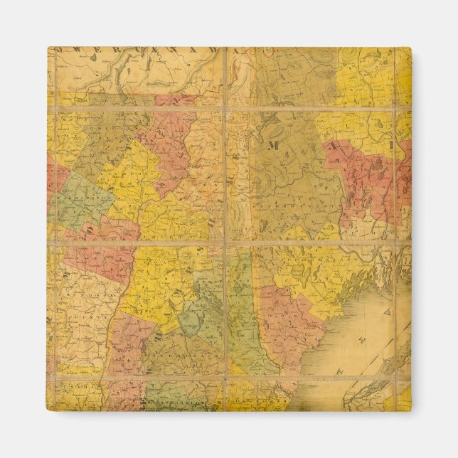 Imã Mapa dos Estados da Nova Inglaterra (Frente)