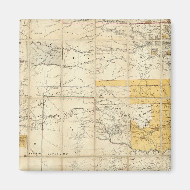 Imã Mapa Dos Estados Do Kansas E Do Texas (Frente)