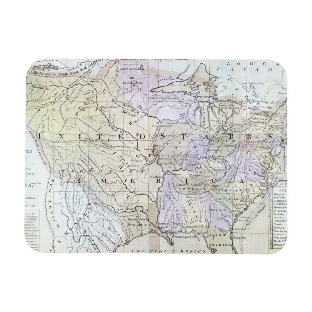 Ímã MAPA DOS ESTADOS UNIDOS, c1812 (Horizontal)