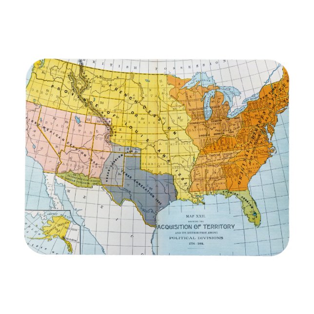 ÍMÃ MAPA DOS EUA, 1776-1884 (Horizontal)