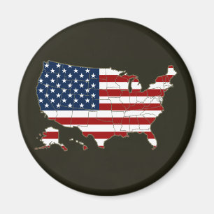 Imã Mapa dos EUA com bandeira americana