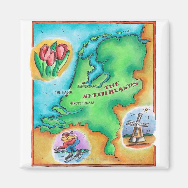 Imã Mapa dos Países Baixos (Frente)