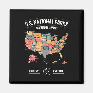 Imã Mapa dos Parques Nacionais dos EUA Preservar Prote