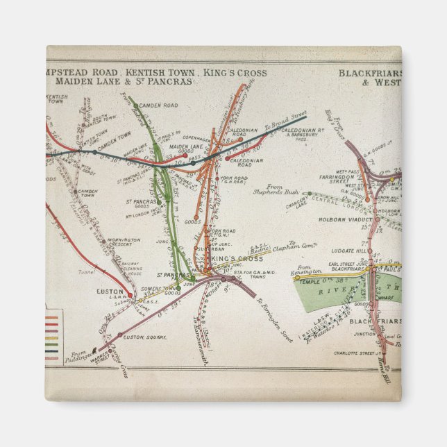 Imã Mapa dos transportes de Londres, c.1915 (Frente)