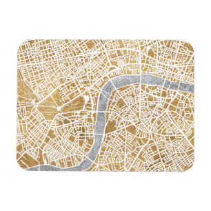 Ímã Mapa dourado da cidade de Londres