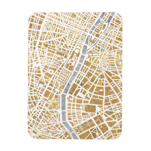 Ímã Mapa dourado da cidade de Paris