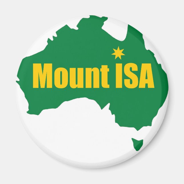 Imã Mapa Dourado e Verde do Monte Isa (Frente)