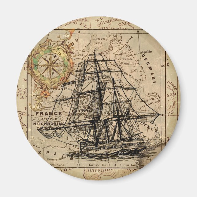 Imã Mapa e navio antigo do General France (Frente)