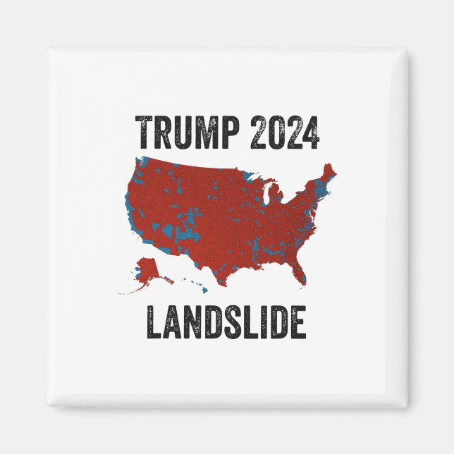 Imã Mapa Eleitoral Trump Landslide 2024 Funny Pro Trum (Frente)