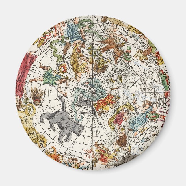 Imã Mapa Estelar Planisfério Antigo por Nicholas de Fe (Frente)