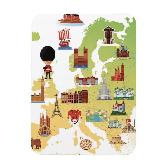 Ímã Mapa Europeu de Cartoons (Vertical)