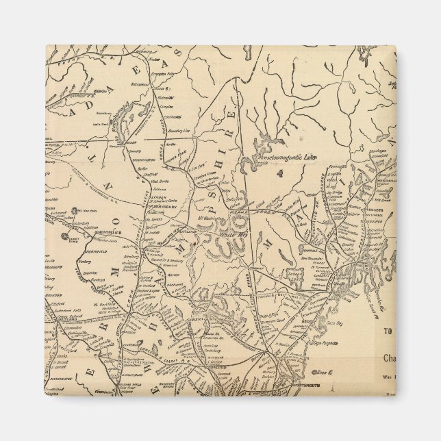 Imã Mapa ferroviário dos Estados da Nova Inglaterra (Frente)