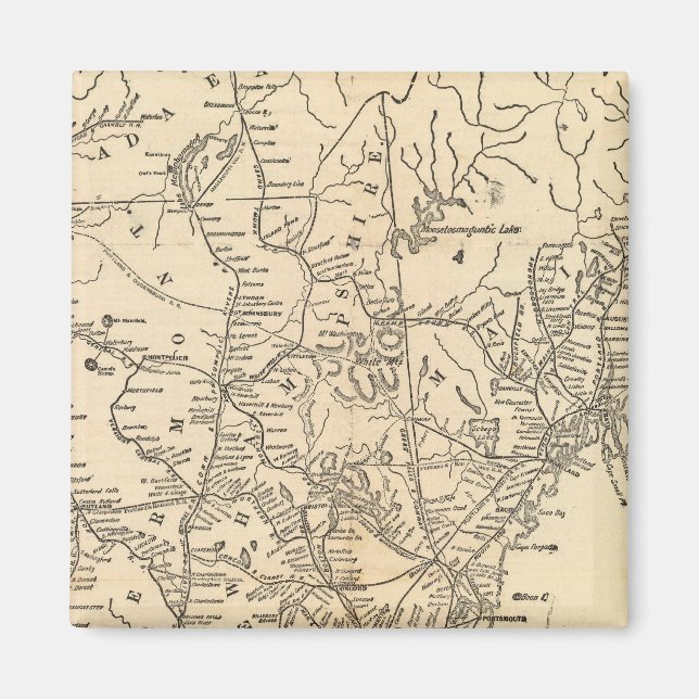 Imã Mapa ferroviário dos Estados da Nova Inglaterra (Frente)