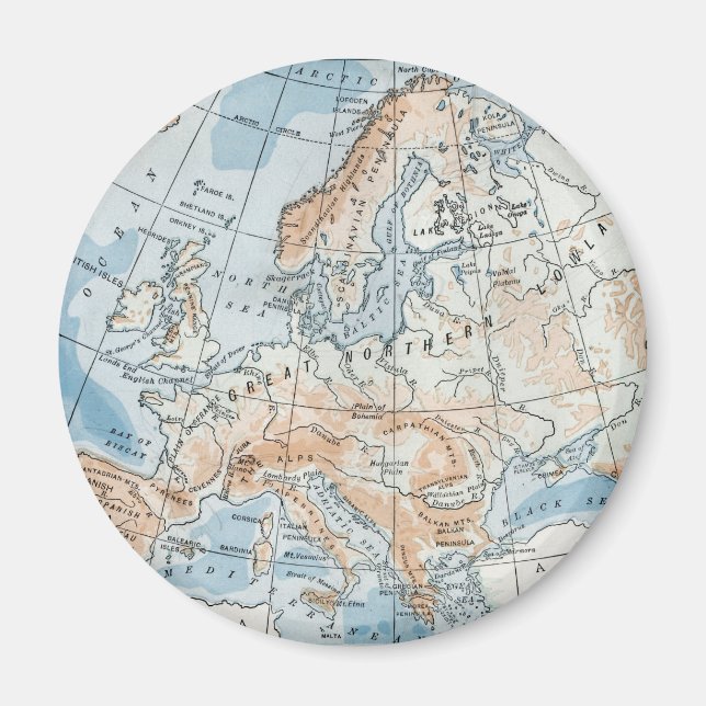 Imã Mapa Físico da Europa (1916) (Frente)