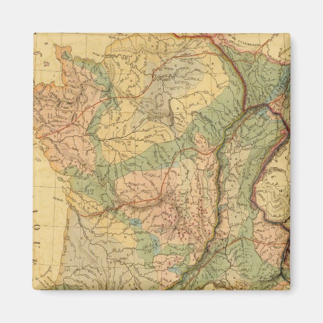 Imã Mapa físico-mineralógico da França (Frente)