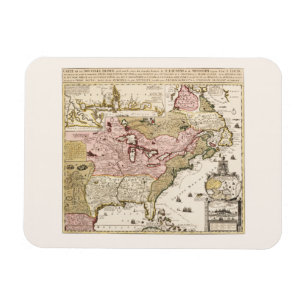 Ímã Mapa francês medieval de Quebec/Nova França Améric
