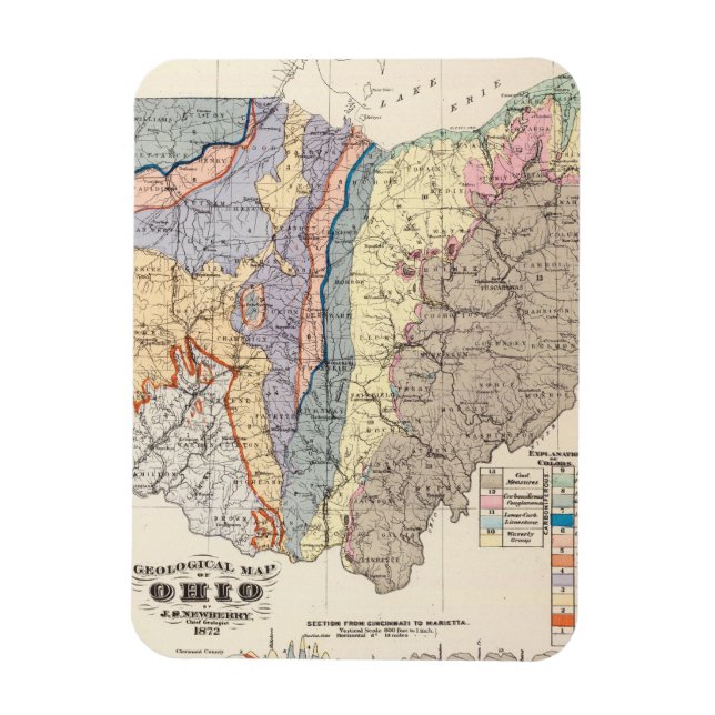 Ímã Mapa geológico de Ohio (Vertical)