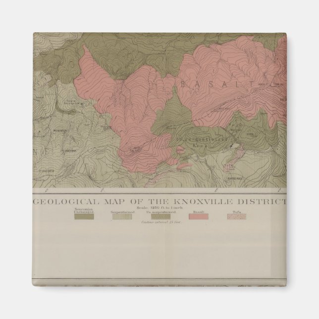 Imã Mapa Geológico do Distrito de Knoxville (Frente)