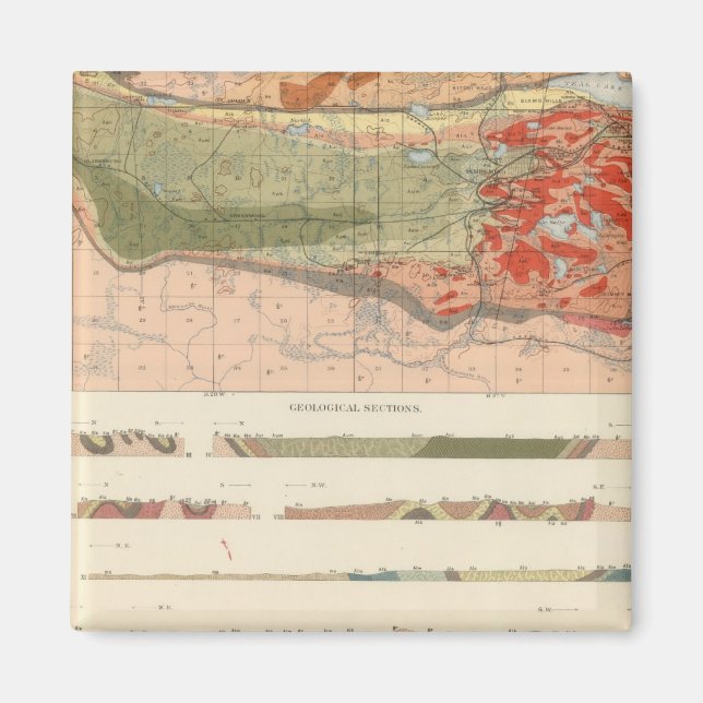 Imã Mapa Geológico Geral do Distrito de Marquette (Frente)