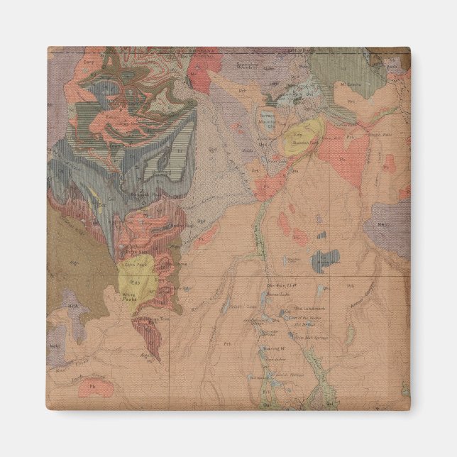 Imã Mapa Geológico, Parte Nacional Yellowstone, Wyomin (Frente)