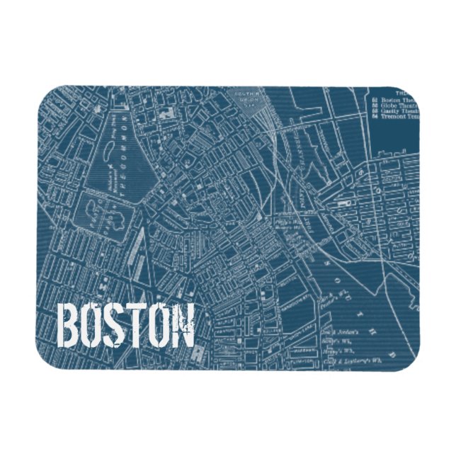 Ímã Mapa gráfico de Boston (Horizontal)