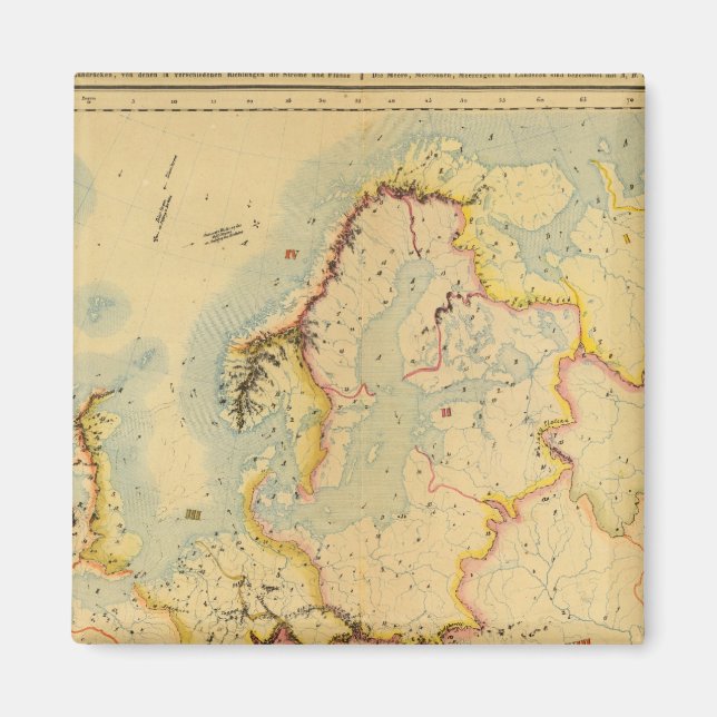 Imã Mapa hidrográfico da Europa (Frente)