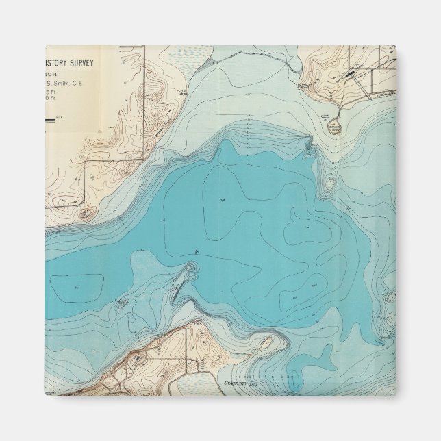 Imã Mapa hidrográfico Lago Mendota (Frente)