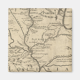 Imã Mapa histórico de Illinois de 1718