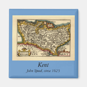 Imã Mapa histórico do Condado de Kent, Inglaterra