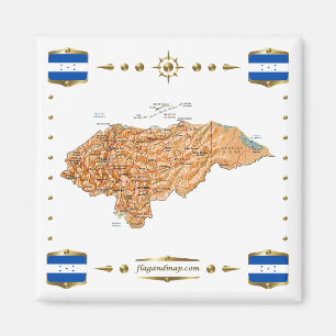 Imã Mapa Honduras + Ímã de Sinalizadores