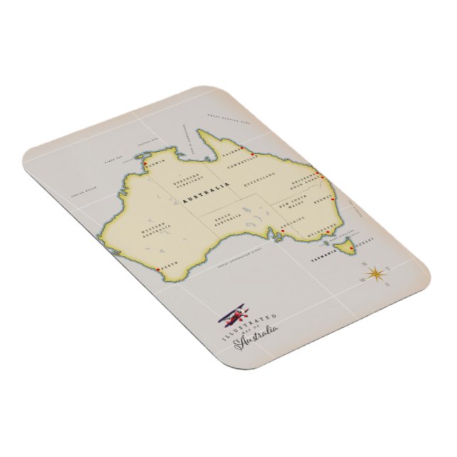 Ímã Mapa ilustrado da Austrália (Lado Direito)