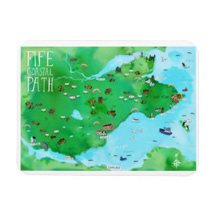 Ímã Mapa Ilustrado da Fife Coastal Path Scotland