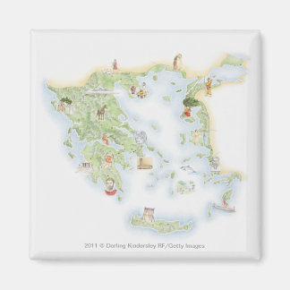 Imã Mapa ilustrado da Grécia Antiga