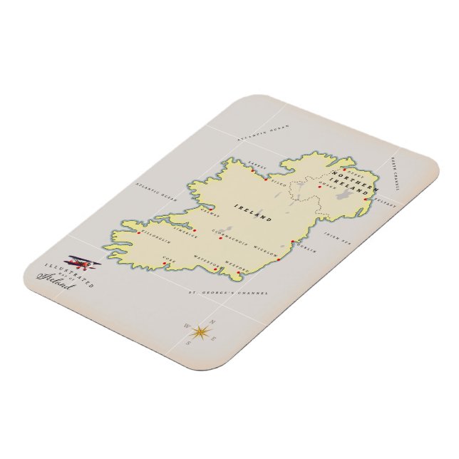 Ímã Mapa Ilustrado da Irlanda (Left Side)