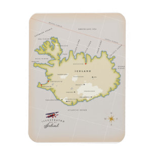 Ímã Mapa ilustrado da Islândia