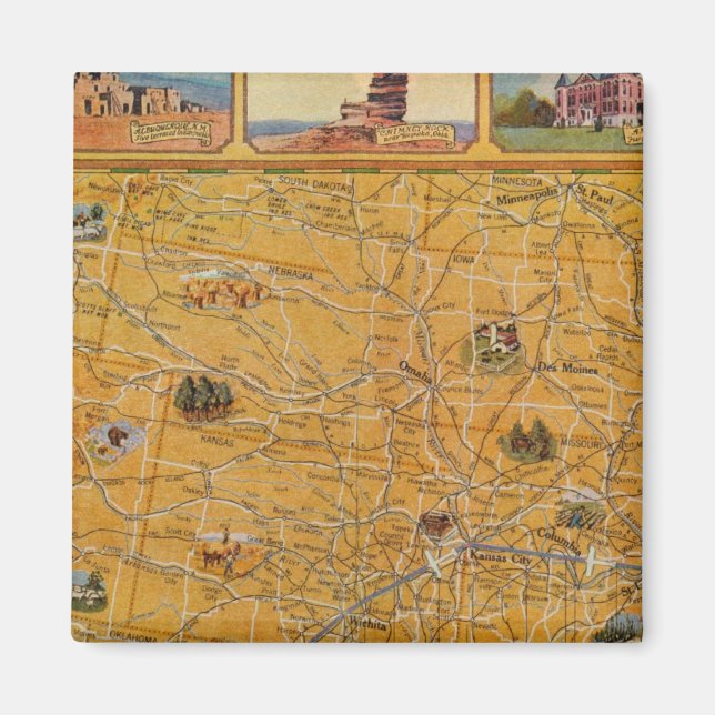 Imã Mapa ilustrado da US Airways (Frente)