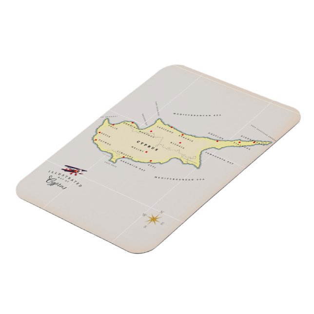 Ímã Mapa ilustrado de Chipre. (Left Side)