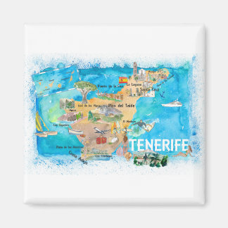 Imã Mapa Ilustrado de Espanha de Tenerife Canarias com
