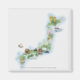 Imã Mapa ilustrado de Japão antigo