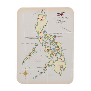 Ímã Mapa ilustrado de Luzon Filipinas mapa