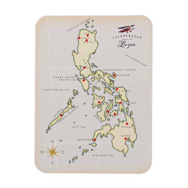 Ímã Mapa ilustrado de Luzon Filipinas mapa (Vertical)