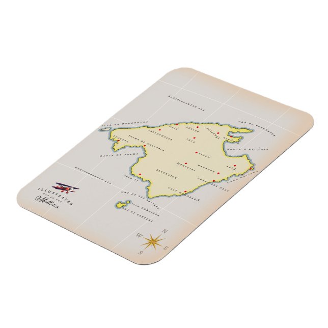 Ímã Mapa ilustrado de Mallorca (Left Side)