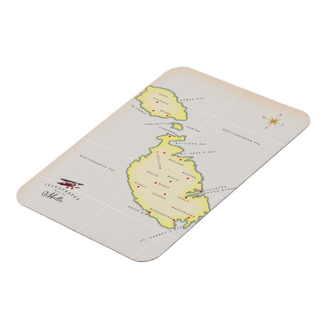 Ímã Mapa ilustrado de Malta (Left Side)