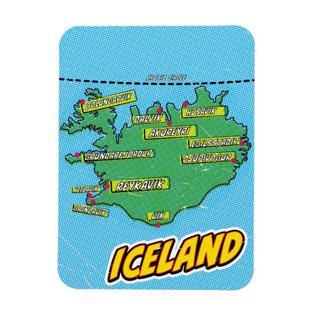 Ímã Mapa ilustrado de Nova York em estilo Pop Art (Vertical)