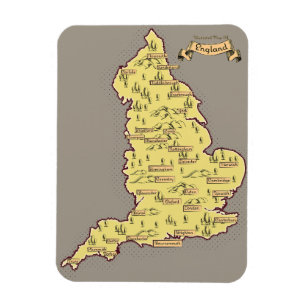 Ímã Mapa ilustrado de Viagem da Inglaterra