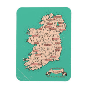 Ímã Mapa ilustrado de viagem da Irlanda