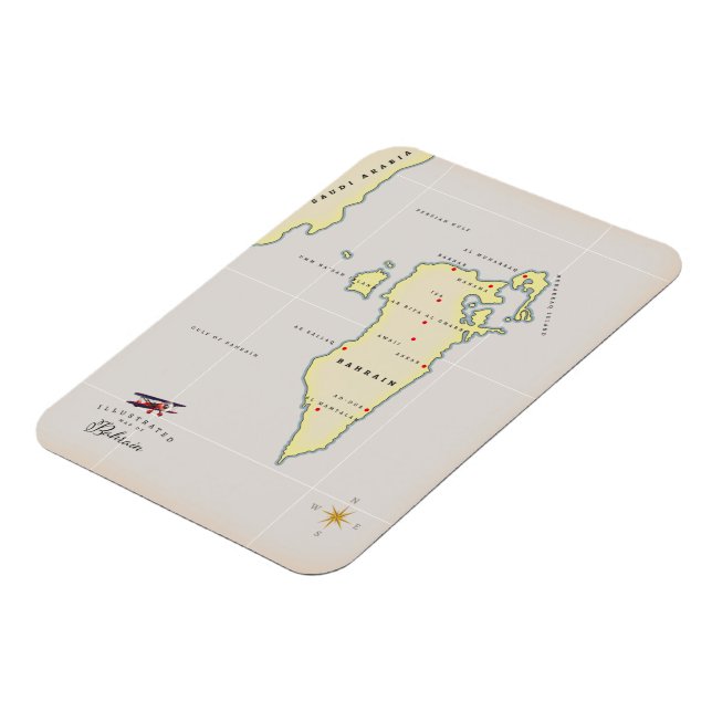 Ímã Mapa Ilustrado do Bahrein (Left Side)