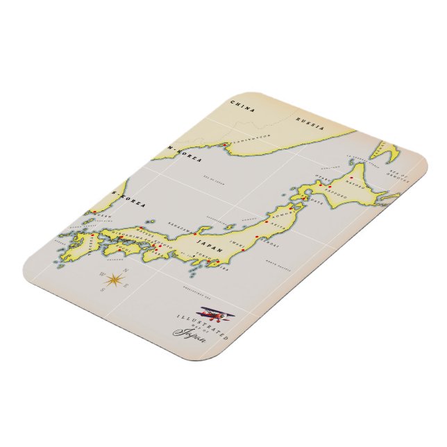 Ímã Mapa ilustrado do Japão (Left Side)
